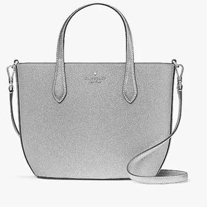 Kate Spade Glitter Glimmer Satchel Crossbody Bag Silver Lunar Light KE460 $329